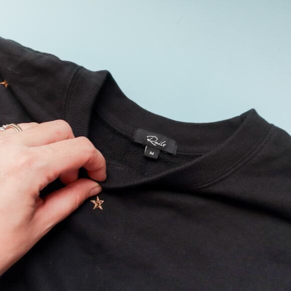 Rails Kingston Black Star Embroidered Matching Lounge Sweat Set Size Medium - Picture 11 of 14